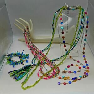 Set of Colorful Beaded Necklaces and Bracelet's